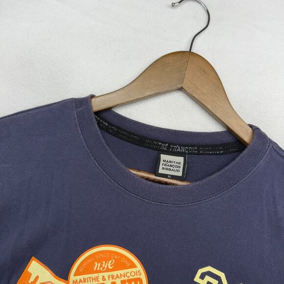 Vintage Marithe Girbaud Shirt men's XL Blue Graphic Baggy Hip Hop Oversized y2k - Picture 4 of 10